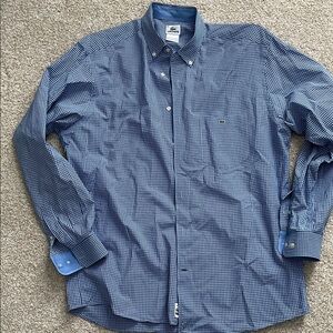 Lacoste Men's Blue Checkered Button Down Shirt